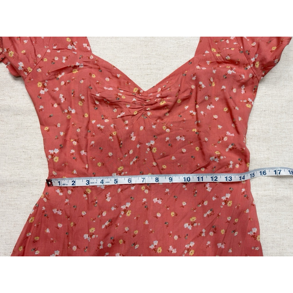 Billabong women midi floral dress puff sleeve XL Romantic Cottagecore Boho Beach - Picture 4 of 5